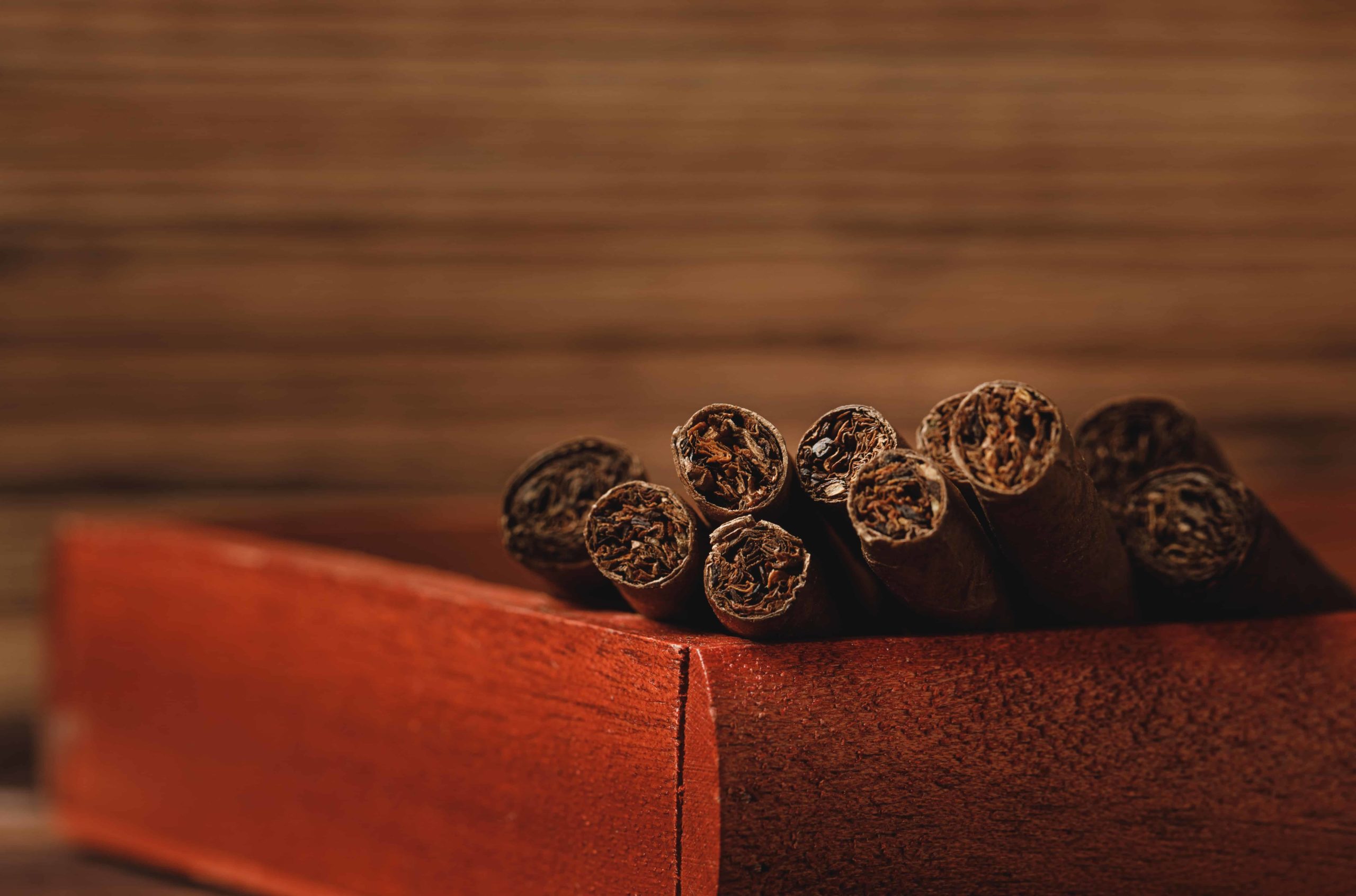 Wooden box with cigars